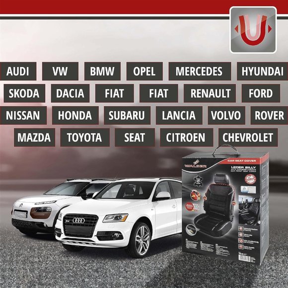 2 X Walser Billy 19635 Premium Genuine Leather Car Seat Covers Black - Picture 4 of 4